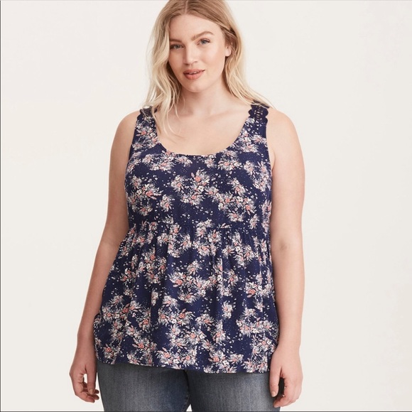 Torrid Lacy Floral Flowy Tank - Picture 1 of 8